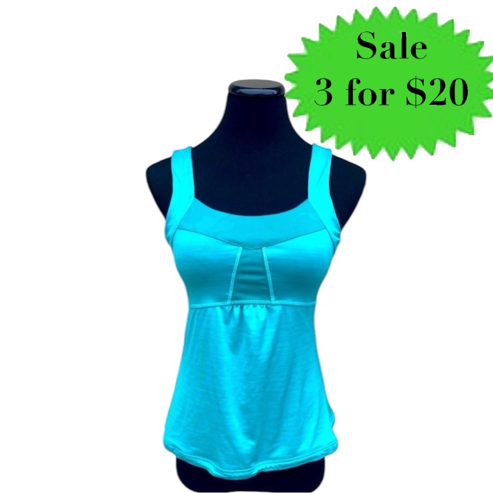 LUCY athletic tank top women’s workout gym exercise blue green crossfit tennis